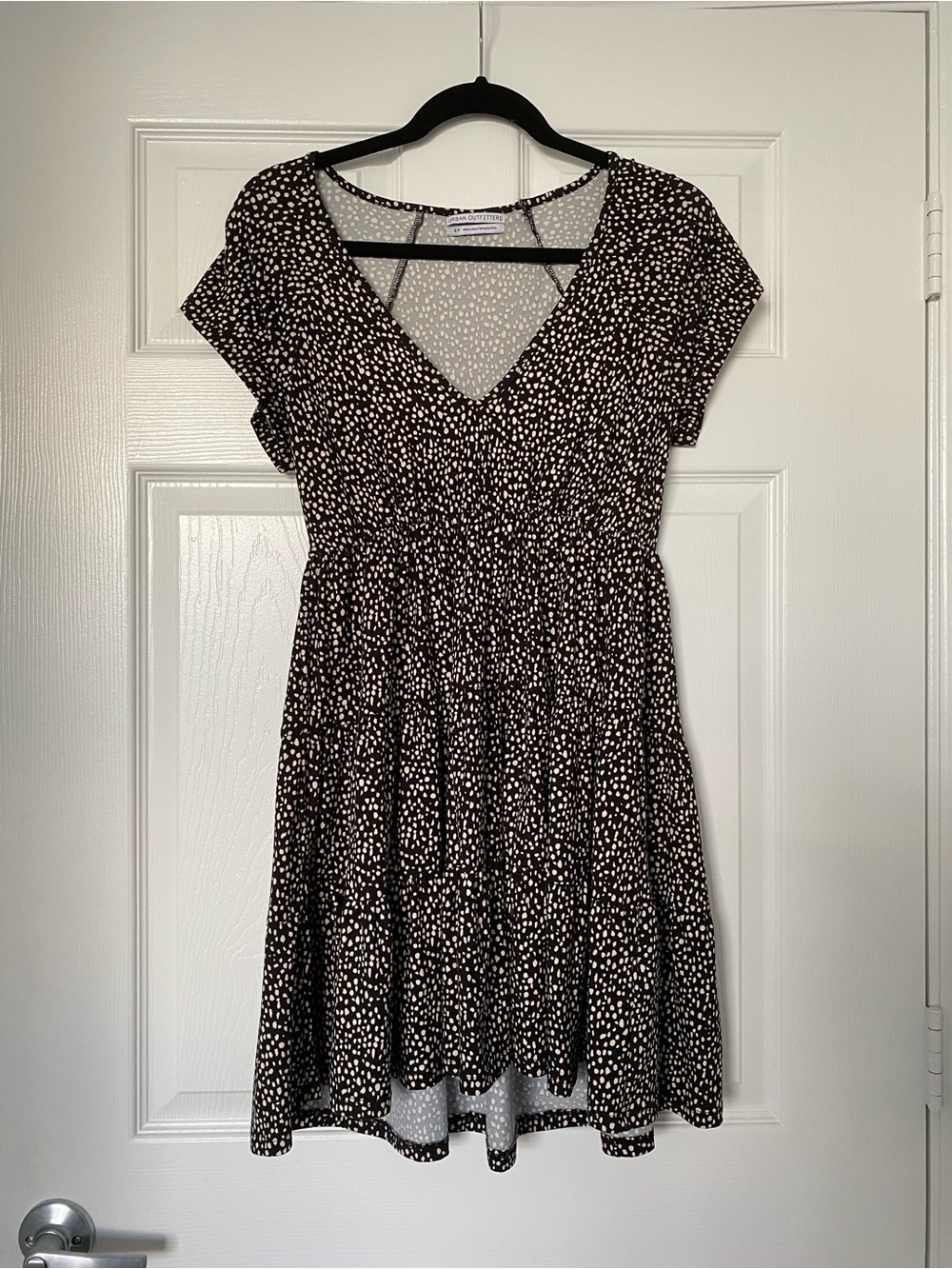 Urban Outfitters Black and White Printed V-Neck Mini Dress